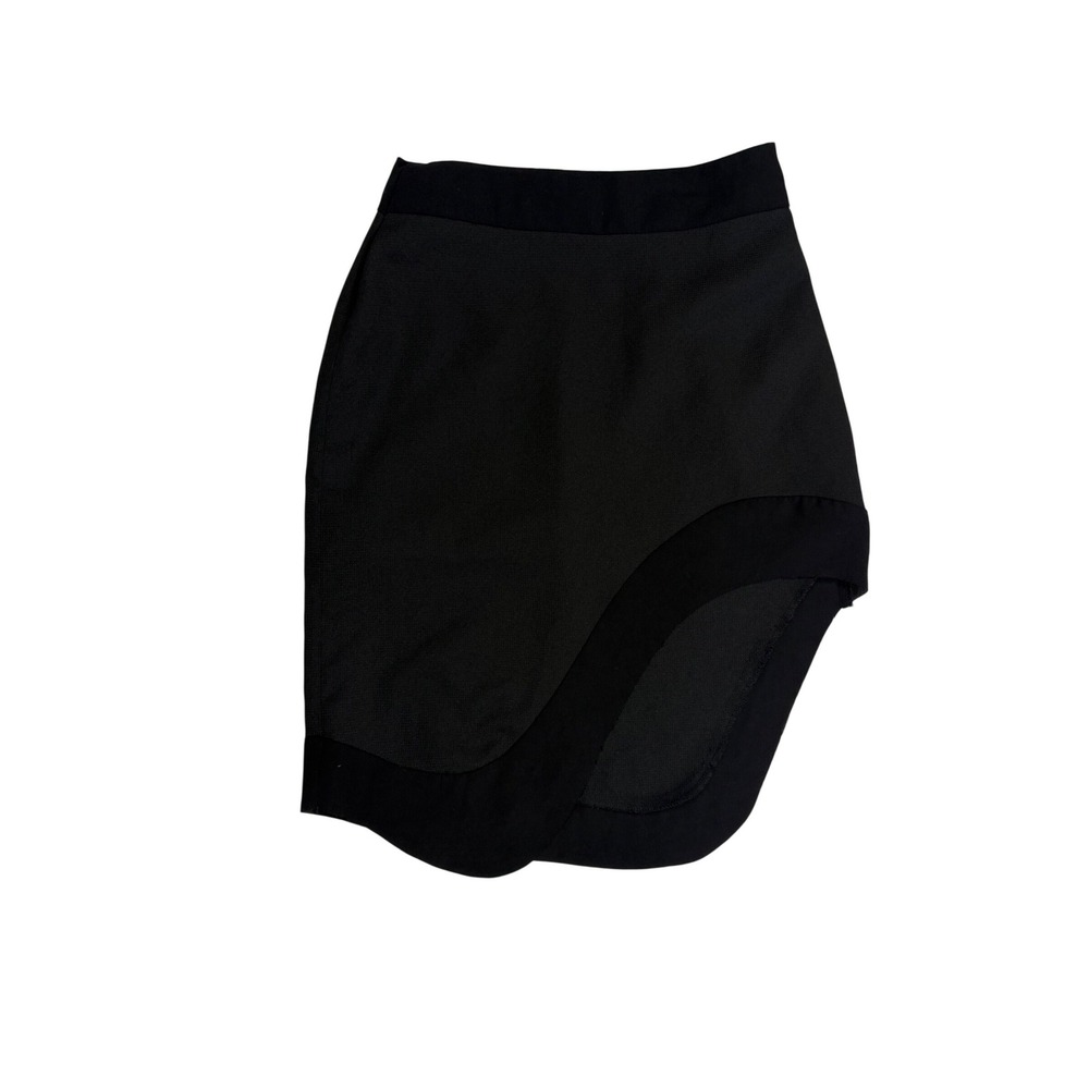 BLQ Women Black Asymmetric Cutout Mini Skirt Size 0 Side Zip Avant‎ Garde Chic